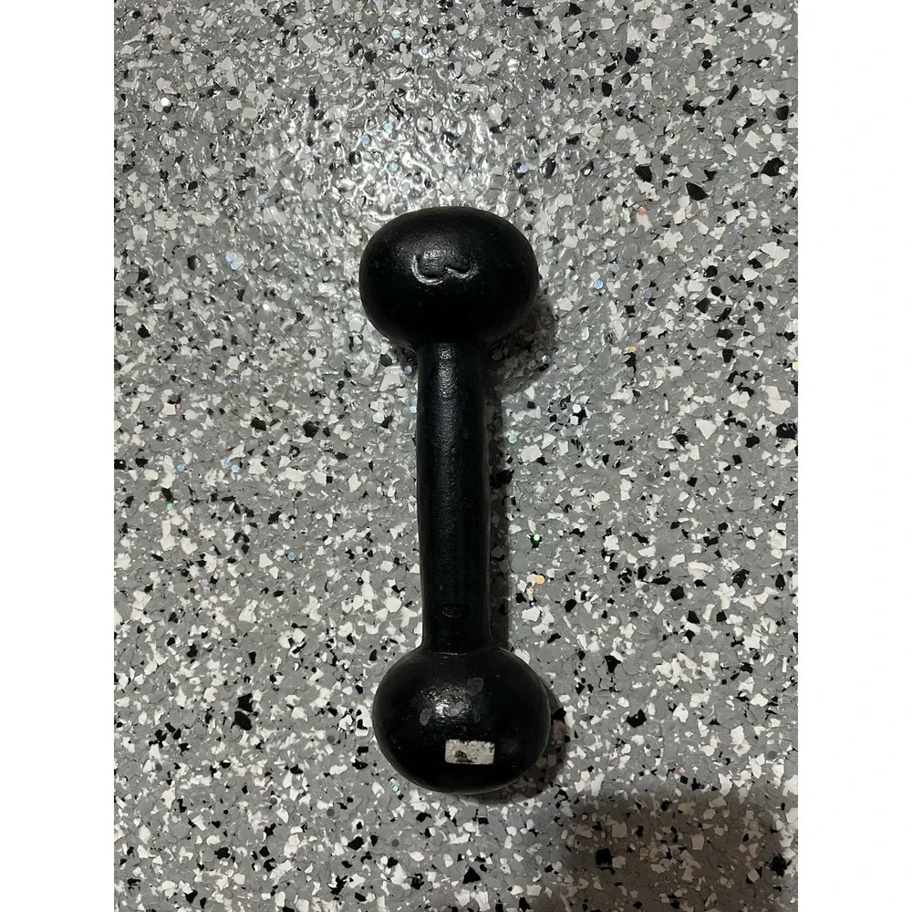 Vintage Cast Iron 3lb Dumbbell Black Hand Weight Retro Gym Single